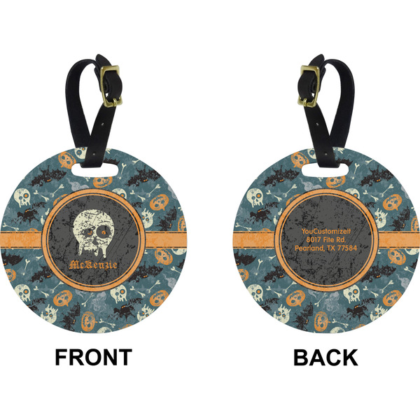 Vintage / Grunge Halloween Circle Luggage Tag (Front + Back)