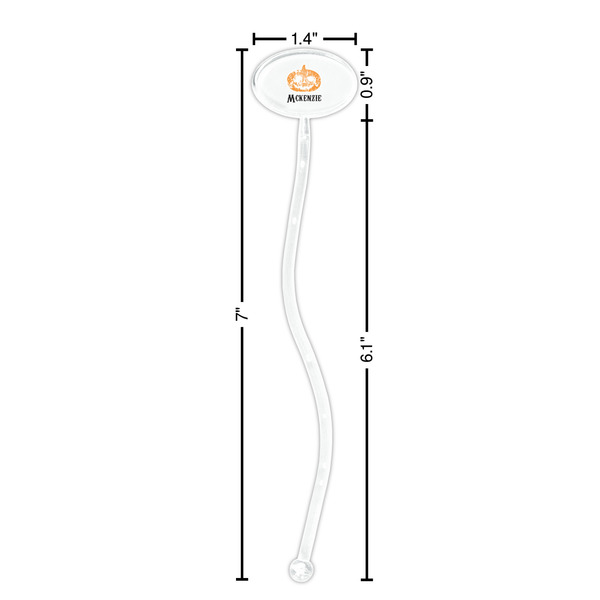 Vintage / Grunge Halloween Clear Plastic 7" Stir Stick - Oval - Dimensions