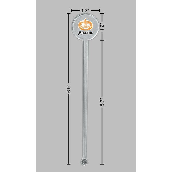 Vintage / Grunge Halloween Clear Plastic 7" Stir Stick - Round - Dimensions