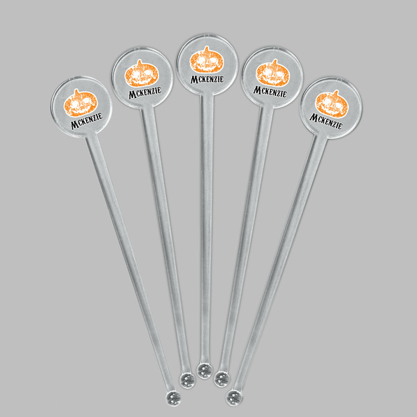 Vintage / Grunge Halloween Clear Plastic 7" Stir Stick - Round - Fan View