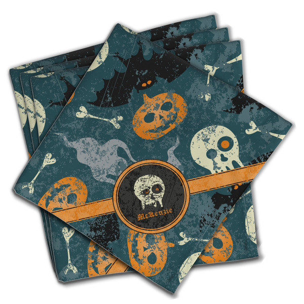 Vintage / Grunge Halloween Cloth Napkins - Personalized Dinner (PARENT MAIN Set of 4)