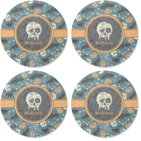 Vintage / Grunge Halloween Coaster Round Rubber Back - Apvl