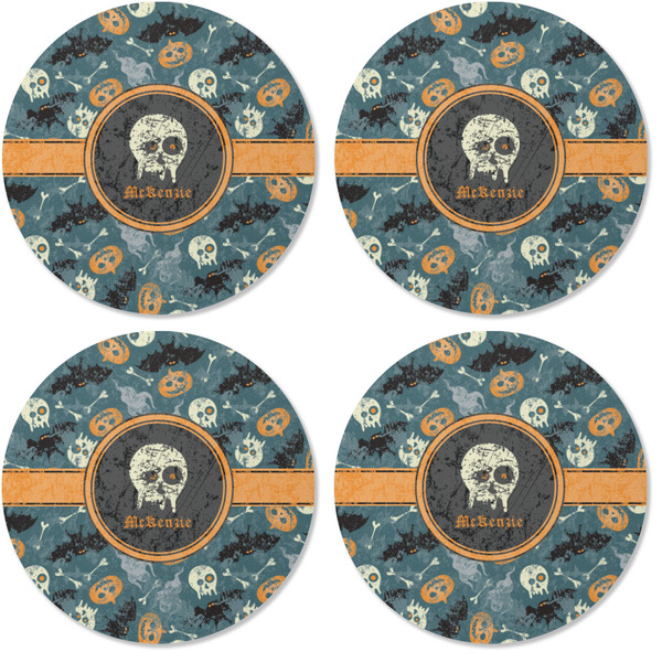 Vintage / Grunge Halloween Coaster Round Rubber Back - Apvl