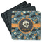Vintage / Grunge Halloween Square Rubber Backed Coasters - Set of 4 (Personalized)