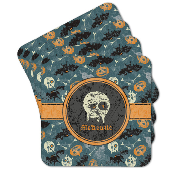 Custom Vintage / Grunge Halloween Cork Coaster - Set of 4 w/ Name or Text