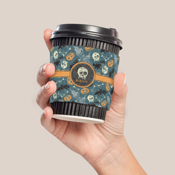 Vintage / Grunge Halloween Coffee Cup Sleeve - LIFESTYLE
