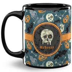 Vintage / Grunge Halloween 11 Oz Coffee Mug - Black (Personalized)
