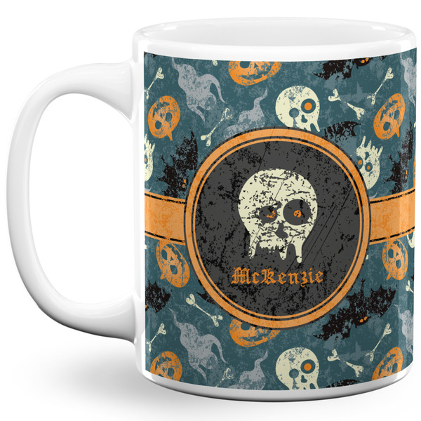Custom Vintage / Grunge Halloween 11 Oz Coffee Mug - White (Personalized)