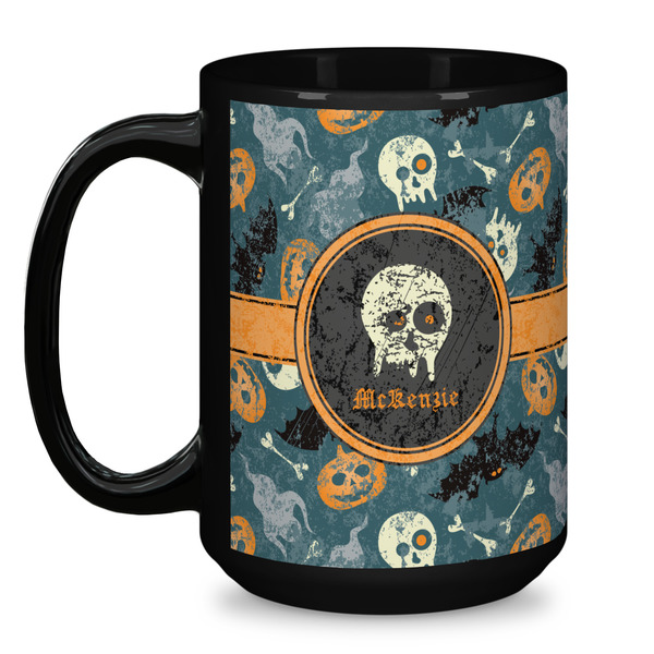 Vintage / Grunge Halloween Coffee Mug - 15 oz - Black