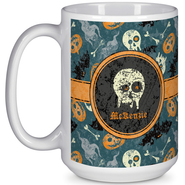 Custom Vintage / Grunge Halloween 15 Oz Coffee Mug - White (Personalized)