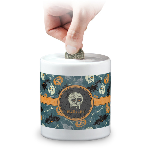 Custom Vintage / Grunge Halloween Coin Bank (Personalized)