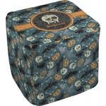 Vintage / Grunge Halloween Cube Pouf Ottoman (Personalized)