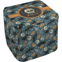 Vintage / Grunge Halloween Cube Pouf Ottoman - 18" (Personalized)