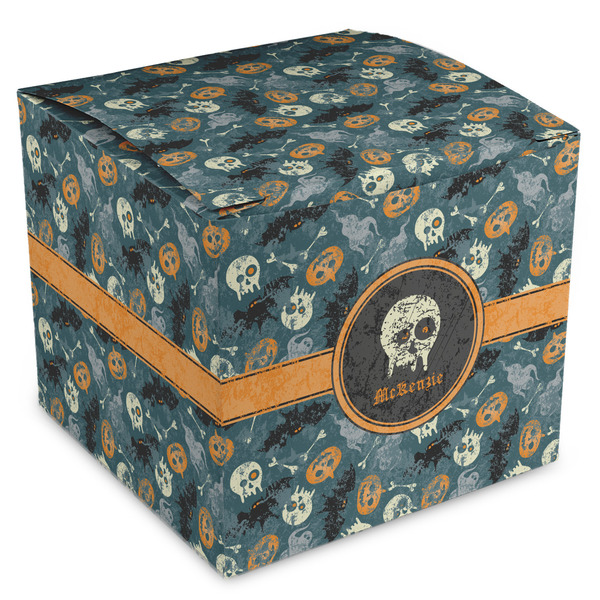 Custom Vintage / Grunge Halloween Cube Favor Gift Boxes (Personalized)