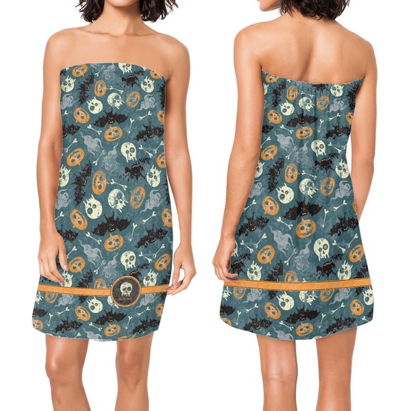 Vintage / Grunge Halloween Custom Bath Wrap - Front & Back View
