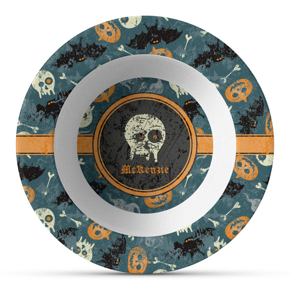 Custom Vintage / Grunge Halloween Plastic Bowl - Microwave Safe - Composite Polymer (Personalized)