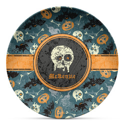 Vintage / Grunge Halloween Microwave Safe Plastic Plate - Composite Polymer (Personalized)