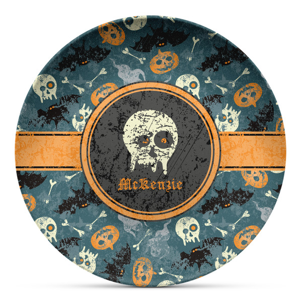 Custom Vintage / Grunge Halloween Microwave Safe Plastic Plate - Composite Polymer (Personalized)