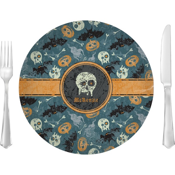 Custom Vintage / Grunge Halloween 10" Glass Lunch / Dinner Plates - Single or Set (Personalized)