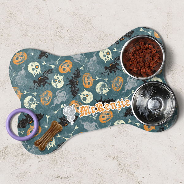 Vintage / Grunge Halloween Dog Bone Shaped Mat Lifestyle