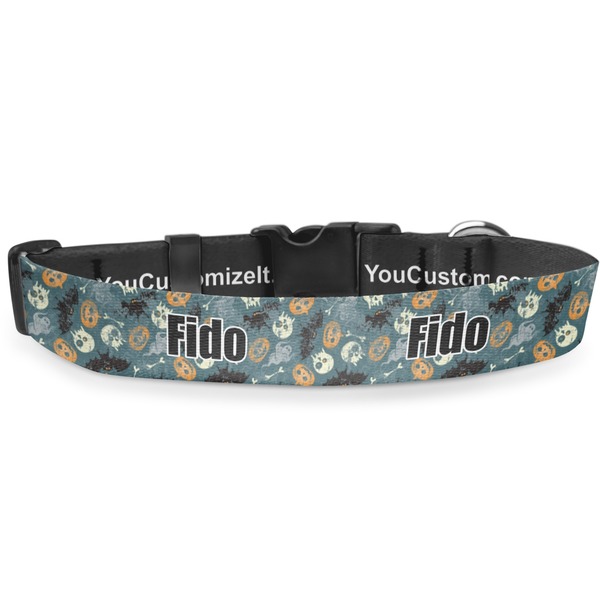 Custom Vintage / Grunge Halloween Deluxe Dog Collar - Extra Large (16" to 27") (Personalized)