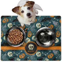 Vintage / Grunge Halloween Dog Food Mat - Medium w/ Name or Text