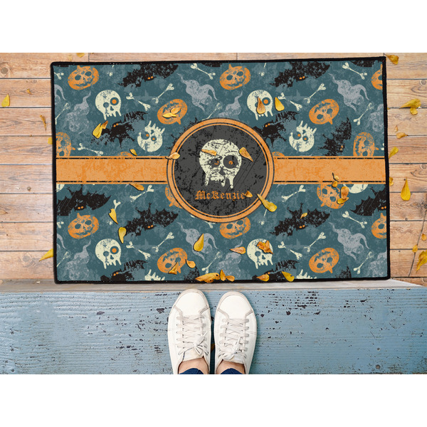 Vintage / Grunge Halloween Door Mat - LIFESTYLE (Med)