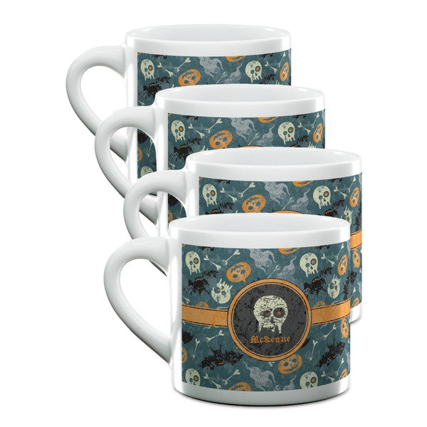 Custom Vintage / Grunge Halloween Double Shot Espresso Cups - Set of 4 (Personalized)