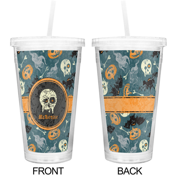 Vintage / Grunge Halloween Double Wall Tumbler with Straw - Approval