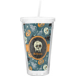 Vintage / Grunge Halloween Double Wall Tumbler with Straw (Personalized)