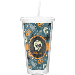 Vintage / Grunge Halloween Double Wall Tumbler with Straw (Personalized)