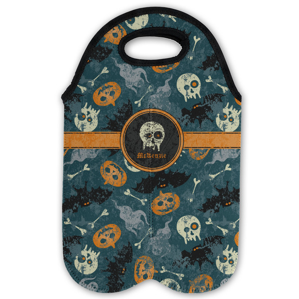 Vintage / Grunge Halloween Double Wine Tote - Flat (new)