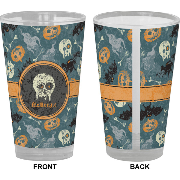 Vintage / Grunge Halloween Pint Glass - Full Color - Front & Back Views