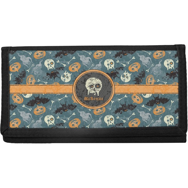 Custom Vintage / Grunge Halloween Canvas Checkbook Cover (Personalized)