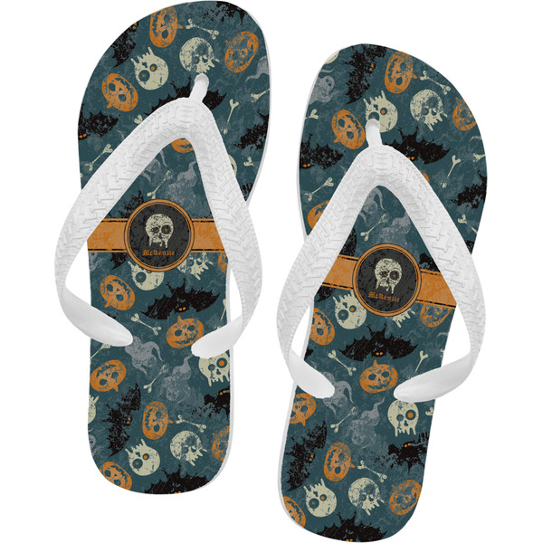 Custom Vintage / Grunge Halloween Flip Flops - Medium (Personalized)