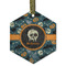 Vintage / Grunge Halloween Frosted Glass Ornament - Hexagon