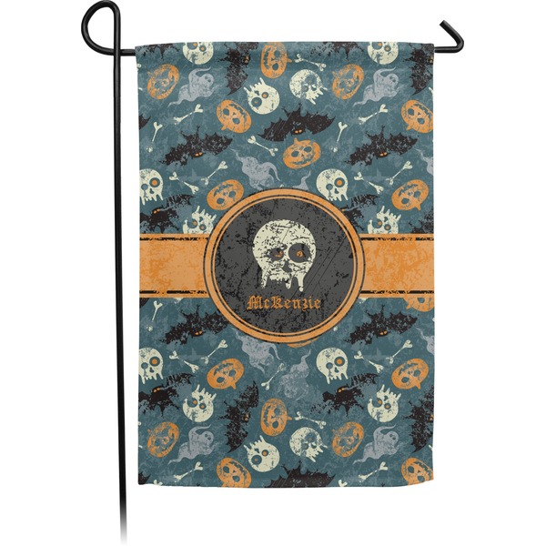 Custom Vintage / Grunge Halloween Small Garden Flag - Double Sided w/ Name or Text