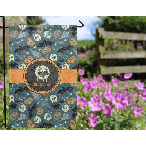 Vintage / Grunge Halloween Garden Flag - Outside In Flowers