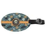 Vintage / Grunge Halloween Genuine Leather Oval Luggage Tag (Personalized)