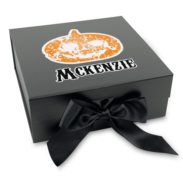 Custom Vintage / Grunge Halloween Gift Box with Magnetic Lid - Black (Personalized)