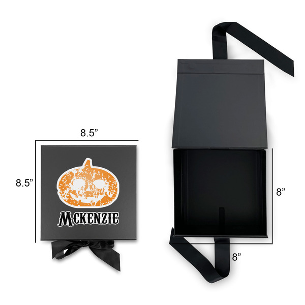 Vintage / Grunge Halloween Gift Boxes with Magnetic Lid - Black - Open & Closed
