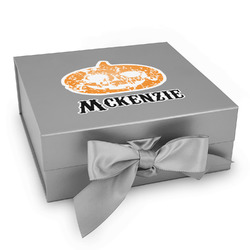 Vintage / Grunge Halloween Gift Box with Magnetic Lid - Silver (Personalized)