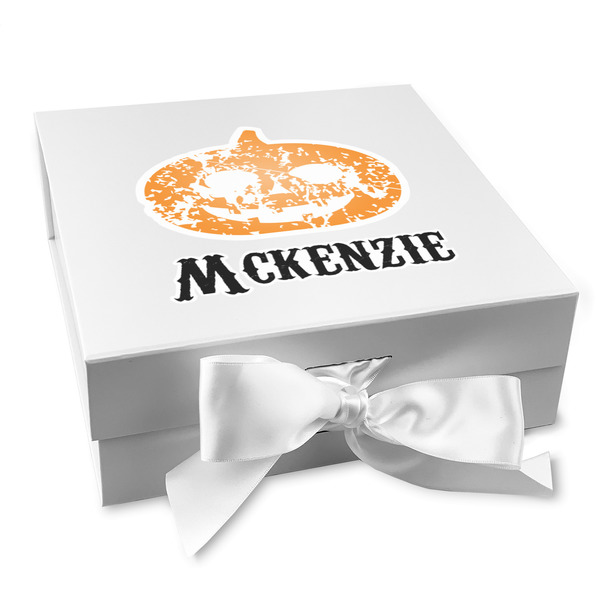 Custom Vintage / Grunge Halloween Gift Box with Magnetic Lid - White (Personalized)