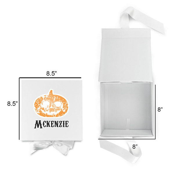 Vintage / Grunge Halloween Gift Boxes with Magnetic Lid - White - Open & Closed