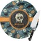 Vintage / Grunge Halloween Round Glass Cutting Board - Medium (Personalized)