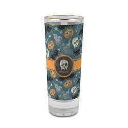 Vintage / Grunge Halloween 2 oz Shot Glass -  Glass with Gold Rim - Single (Personalized)