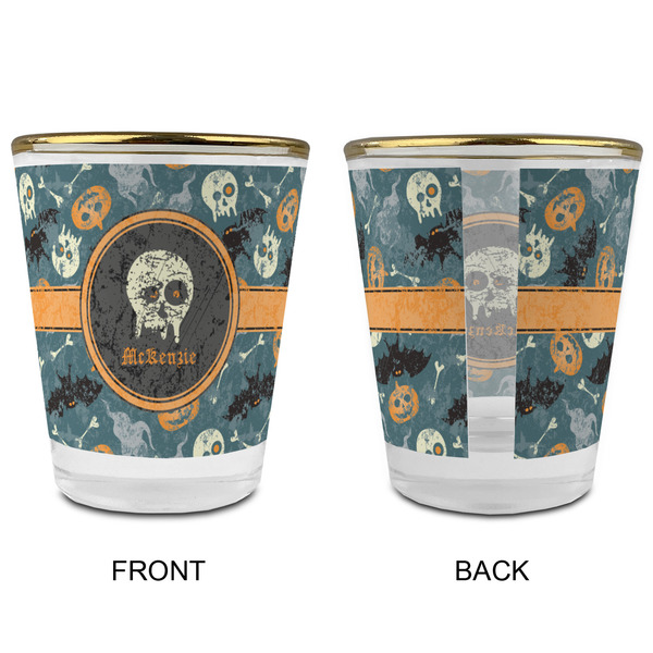 Vintage / Grunge Halloween Glass Shot Glass - with gold rim - APPROVAL