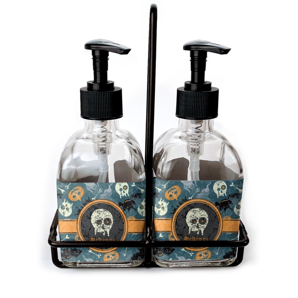 Custom Vintage / Grunge Halloween Glass Soap & Lotion Bottle Set (Personalized)