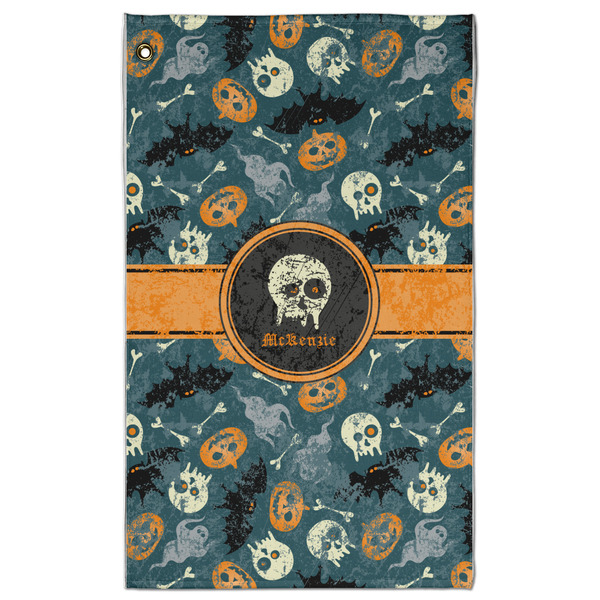 Custom Vintage / Grunge Halloween Golf Towel - Poly-Cotton Blend w/ Name or Text