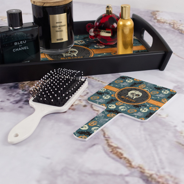 Vintage / Grunge Halloween Hand Mirror - With Hair Brush